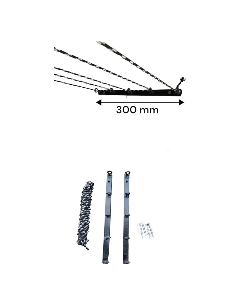 GLITZ® Metal Heavy Duty Wall Mount Cloth Dryer Stand | 300mm Black Space Saving Drying Rack for Indoor Outdoor Bathroom and Balcony Use | Sturdy Foldable Laundry Drying Stand - Image 2