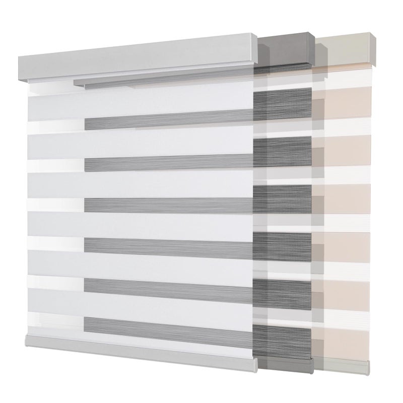 Joydeco Cordless Zebra Blinds Pro Dual Layer Light Control Zebra Blinds for Windows LightProof Aluminum Cover FreeStop Roller Shades for Home Office White35 W x 75 H - Image 2