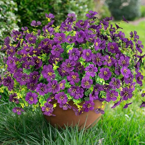 florisso Artificial Fake Plants Flowers for Outdoor Decoration, 12 Bundles Faux Silk Daisy Look Real UV Resistant for Outside Home Porch Patio Planter Decor - Image 1