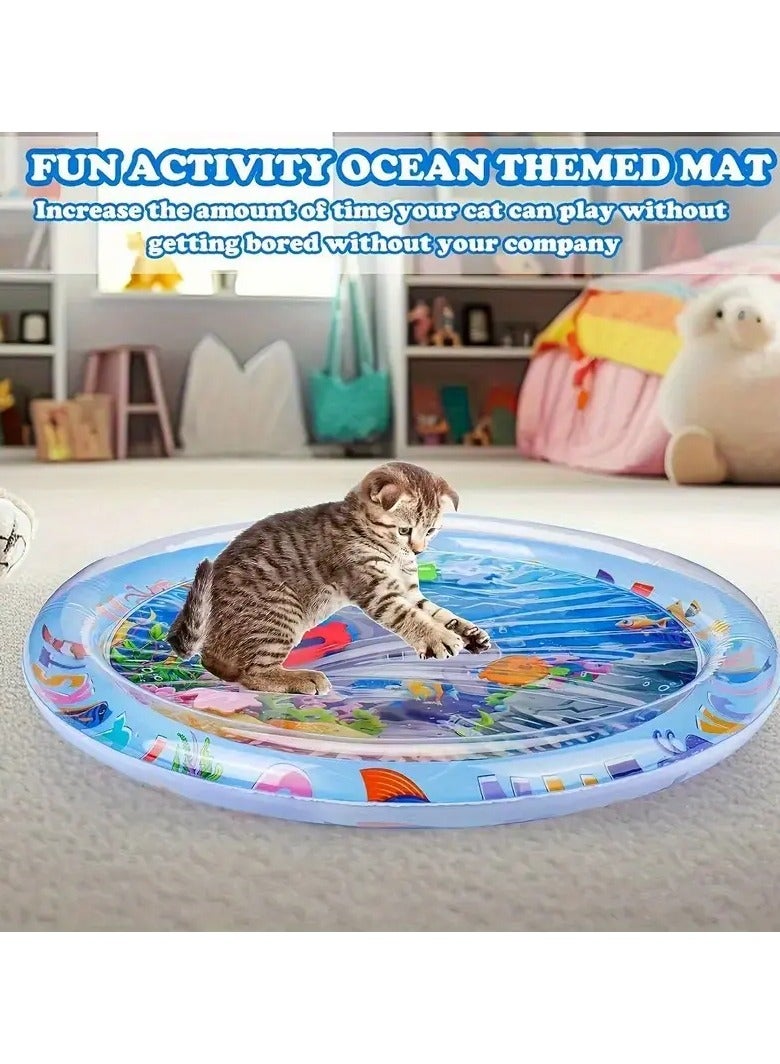 Goolsky وسادة لعبة قطط تفاعلية بنمط كرتوني 1 قطعة، مصنوعة من PVC متين ومقاوم للماء، تصميم سمكة عائمة، لا تحتاج إلى بطارية، سجادة لعب للقطط داخل المنزل - Image 5
