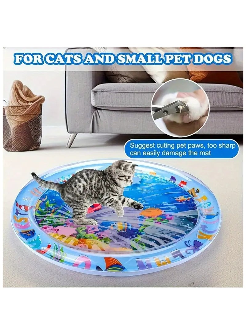 Goolsky وسادة لعبة قطط تفاعلية بنمط كرتوني 1 قطعة، مصنوعة من PVC متين ومقاوم للماء، تصميم سمكة عائمة، لا تحتاج إلى بطارية، سجادة لعب للقطط داخل المنزل - Image 2