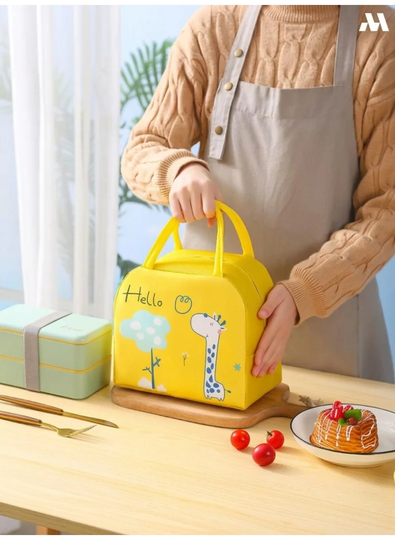Mobcos Giraffe Yellow Lunch Bag Mobcos Giraffe Yellow Large Capacity Insulated Lunch Bag | Waterproof & Stain-Resistant Meal Tote with Advanced Temperature Retention | Durable Polyester Lunch Bag for Office & School  | Best Price UAE