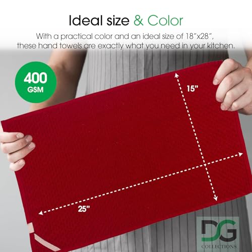 DG Collections Terry Dish Towels, 100% Cotton Kitchen Towels, Set of 8 (15x25 inch) Hand Towels - 400 GSM, Absorbent Terry Cloth Dish Towels for Kitchen, Soft Tea Towels - Red Color - Image 4