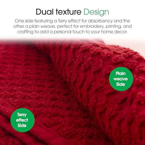 DG Collections Terry Dish Towels, 100% Cotton Kitchen Towels, Set of 8 (15x25 inch) Hand Towels - 400 GSM, Absorbent Terry Cloth Dish Towels for Kitchen, Soft Tea Towels - Red Color - Image 5