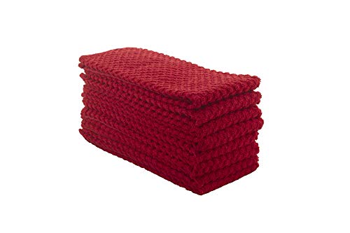 DG Collections Terry Dish Towels, 100% Cotton Kitchen Towels, Set of 8 (15x25 inch) Hand Towels - 400 GSM, Absorbent Terry Cloth Dish Towels for Kitchen, Soft Tea Towels - Red Color - Image 1