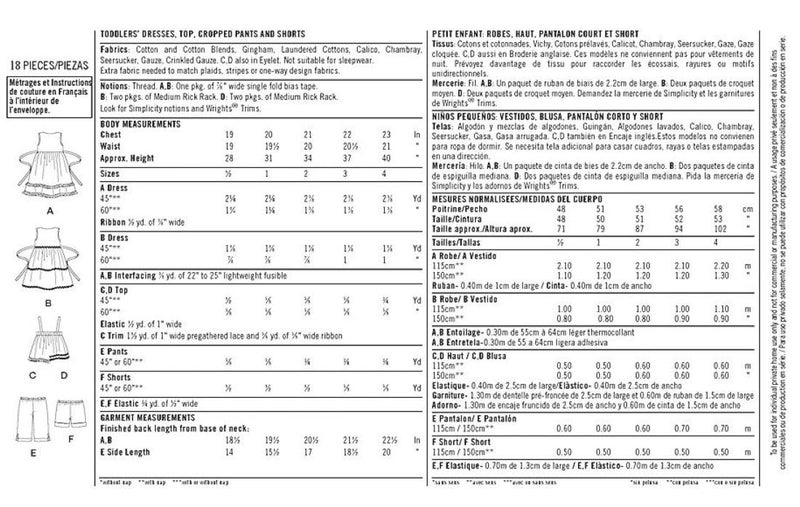 Simplicity 1451 Easy to Sew Toddler Girl's Dress, Top, Cropped Pants, and Shorts Sewing Patterns, Sizes 1/2-4 - Image 5
