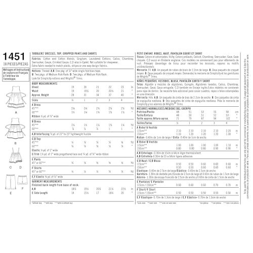 Simplicity 1451 Easy to Sew Toddler Girl's Dress, Top, Cropped Pants, and Shorts Sewing Patterns, Sizes 1/2-4 - Image 2