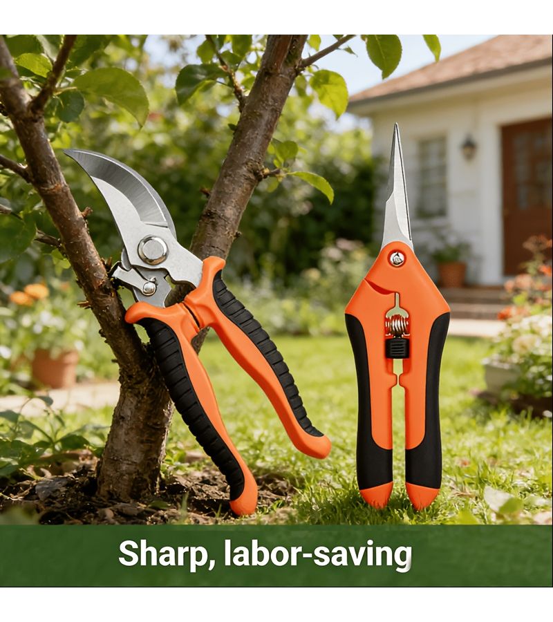 A 2pcs Heavy Duty Stainless Steel Gardening Pruning Shears Set Suit Scissors Trimmers And Pliers - Image 1