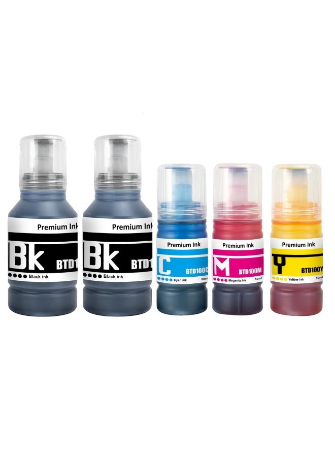 NexNova® 5-Pack BTD100 refill ink Comptible with Brother T Series DCP-T230 T238 T430W T435W DT436W T439W T530DW T536DW T730DW DCP-T735DW T830DW DCP-T835DW MFC-T930DW (5, Black*2/Cyan/Magenta/Yellow) - Image 1