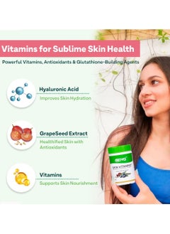 OZiva Skin Vitamins 60 Capsules for Men & Women (with Hyaluronic Acid, Vitamin E & C for Radiant Skin & Hydration, Certified Clean & Vegan, 50 grams  - Image 4