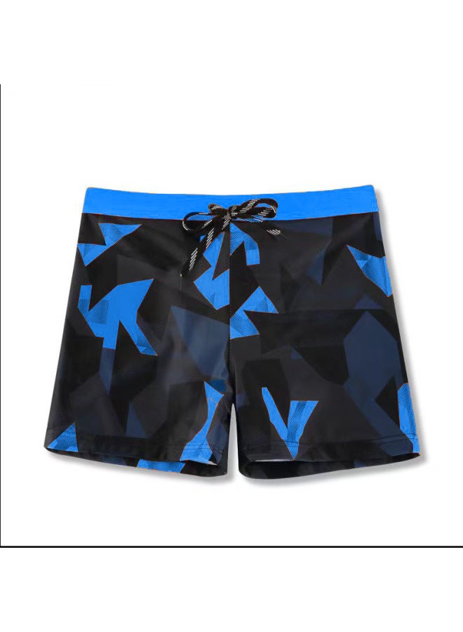 Loquat Men's Swimming Trunks Anti-embarrassment Boxer Swimming Trunks Men's Quick-drying Plus Size Professional Hot Spring Swimming Full Set Of Equipment-Color:Three-color Stitching- - Image 3