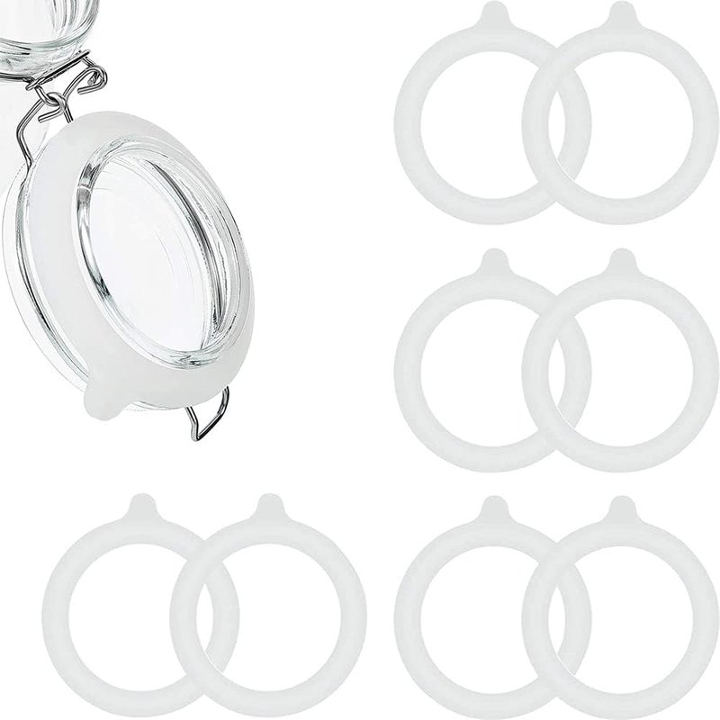 Bukela Silicone Jar Gaskets 8 Pieces Replacement Silicone Seals Airtight Gasket Sealing Rings for Regular Mouth Canning Jar 3.75 Inches (White) - Image 1