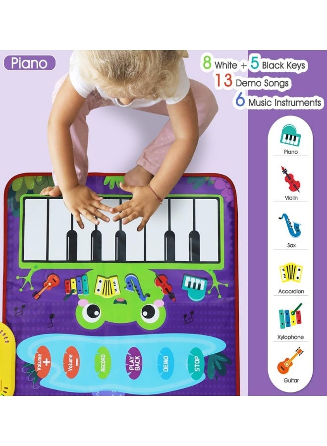 سجادة موسيقى للأطفال للأولاد والبنات، ألعاب أطفال 2 في 1، ألعاب موسيقية للأطفال الصغار، لوحة مفاتيح البيانو، سجادة الطبل مع 2 عصا، بطانية أرضية للتعليم المبكر للأطفال بعمر 1 2 3 4 5 6 سنوات، هدية عيد ميلاد - Image 3