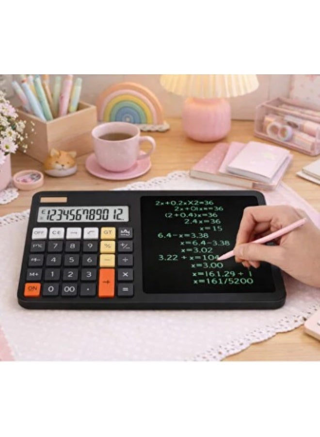 2-in-1 scientific calculator with large screen display, portable office LCD drawing board, erasable, multi-functional