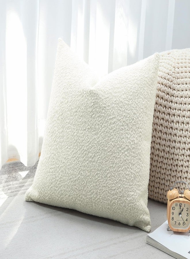 OTOSTAR Set of 1 Textured Boucle Throw Pillow Covers Square Pillow Cases Cozy Soft Decorative Couch Cushion Case for Chair Sofa Bedroom Living Room Home Decor 20 x 20 Inch, Cream Beige - Image 4