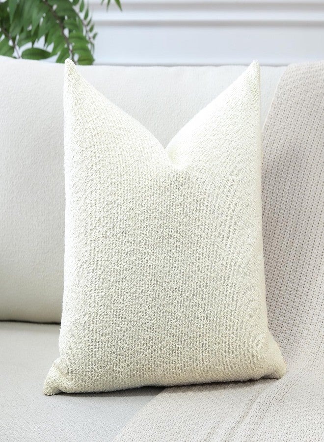 OTOSTAR Set of 1 Textured Boucle Throw Pillow Covers Square Pillow Cases Cozy Soft Decorative Couch Cushion Case for Chair Sofa Bedroom Living Room Home Decor 20 x 20 Inch, Cream Beige - Image 2