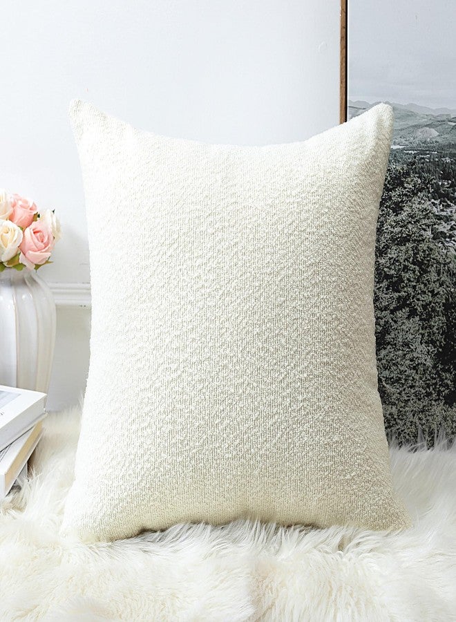 OTOSTAR Set of 1 Textured Boucle Throw Pillow Covers Square Pillow Cases Cozy Soft Decorative Couch Cushion Case for Chair Sofa Bedroom Living Room Home Decor 20 x 20 Inch, Cream Beige - Image 3