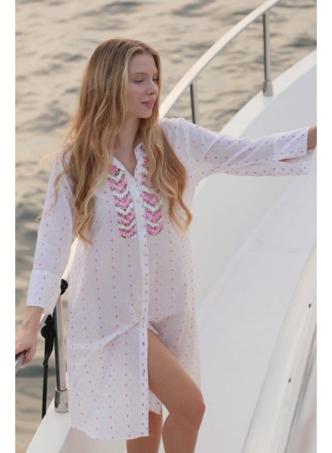 SJON Pink Tides Blush Shirt Dress - Image 1