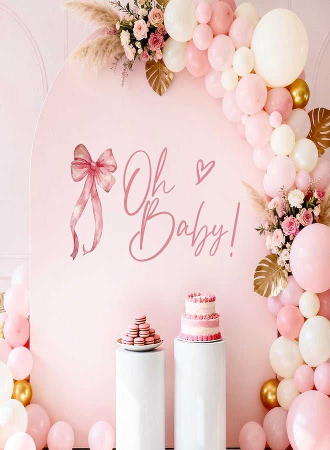Dvehdbay Pink Bow Baby Shower Decorations - Oh Baby Sign for Backdrop Pink, Coquette Baby Shower Decorations, Oh Baby Letters for Gender Reveal Sign, 1st Party Banner Supplies for Boy Girl (Not Balloon Arch) - Image 2