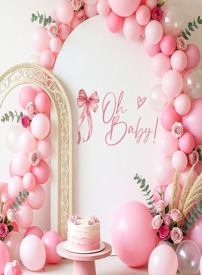 Dvehdbay Pink Bow Baby Shower Decorations - Oh Baby Sign for Backdrop Pink, Coquette Baby Shower Decorations, Oh Baby Letters for Gender Reveal Sign, 1st Party Banner Supplies for Boy Girl (Not Balloon Arch) - Image 1