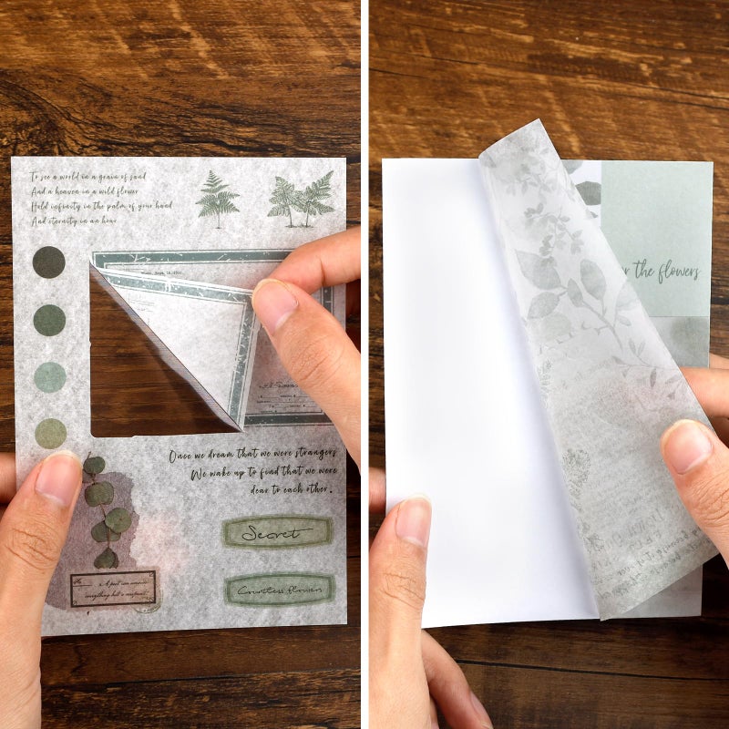 Dizdkizd Botanical Washi Stickers for Journaling, Ephemera Sticker Book for Junk Journal with 180pcs Plant Washi Stickers and 20 Adhesive Scrapbook Sticker Sheets, Vintage Scrapbooking Supplies - Image 3