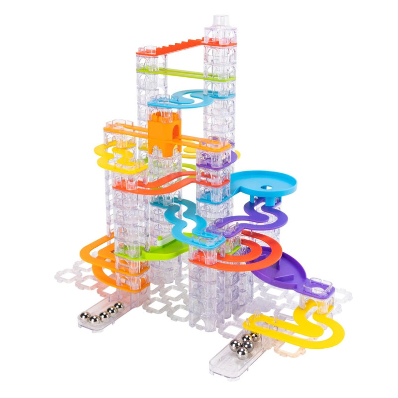 Fat Brain Toys Trestle Tracks Deluxe Marble Run Set, 124-Piece Modular Marble Track, Toys for Kids, Marble Set, Girl and Boy Toys, Fun Toys for Ages 8-13+ - Image 1