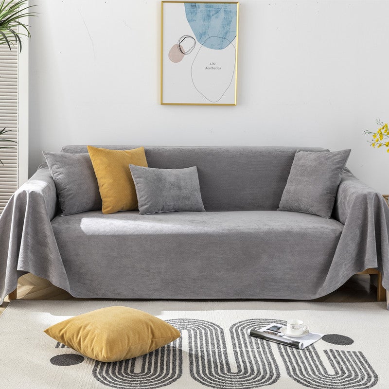 Four Seasons Universal Waterproof Solid Color Cut Velvet Sofa Cover Towel Factory Simple Non-Slip Anti-Urine Anti-Dirty Sofa Towel Cover - Image 3