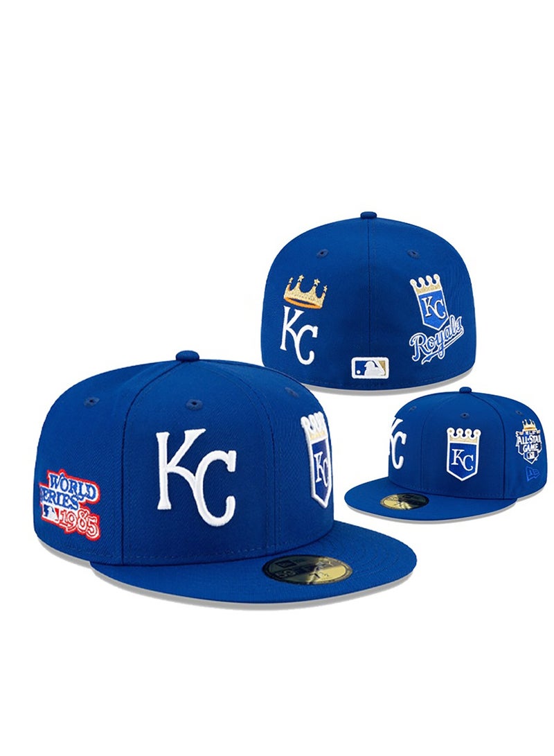 NEW ERA AA Quality Kansas City Royals Blue Fitted Hat - Classic KC Logos-56.8cm 