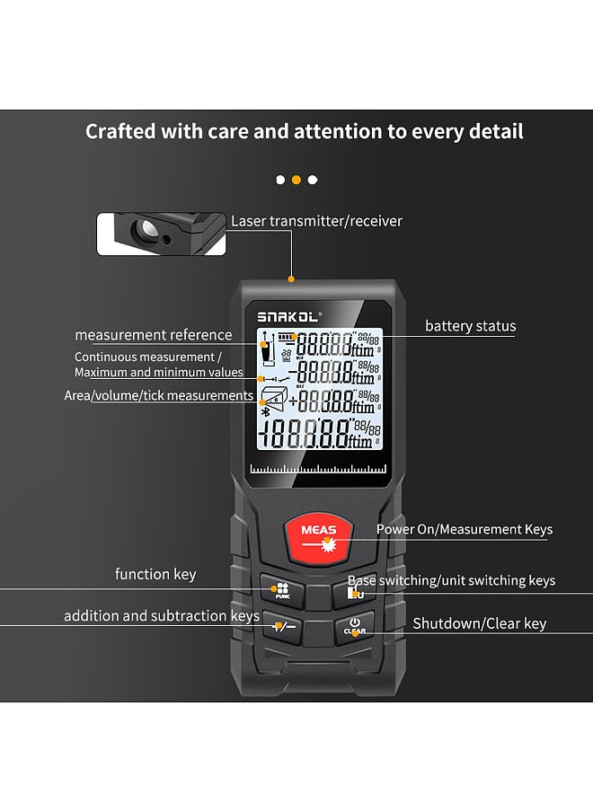 Generic - Intelligent Laser Rangefinder Digital Laser Distance Meter with Single Continuous Volumes Area Pythagoras Measurement Modes Adjustable Function IP54 Waterproof - Image 1