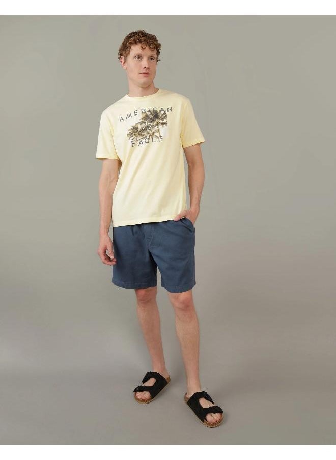 American Eagle AE 7" Linen-Blend Lived-In Trekker Short  - Image 1