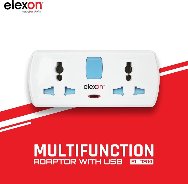 elexon EL 7314 - T Socket Universal Extension Power Adapter, Wall Socket 4 Way Electrical Outlet Adaptor, 4 Pin Electric Sockets for Home, Office (White) - Image 2
