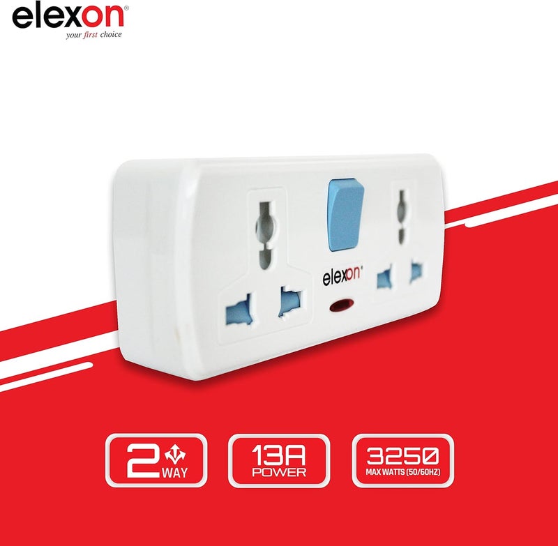 elexon EL 7314 - T Socket Universal Extension Power Adapter, Wall Socket 4 Way Electrical Outlet Adaptor, 4 Pin Electric Sockets for Home, Office (White) - Image 3