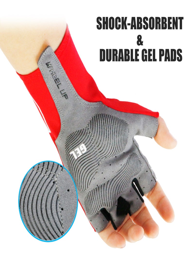 ويل آب قفازات ركوب الدراجات للرجال والنساء، قفازات رياضية بنصف أصابع لركوب الدراجات والتخييم والمشي لمسافات طويلة والقيادة وصيد الأسماك وتسلق الجبال - Image 5