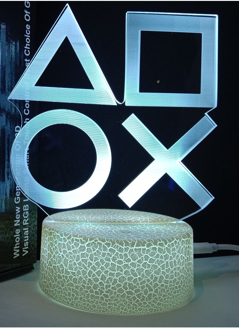 RGB Led 3D hologram Lamp Playstation Logo-7 colors with colored base
