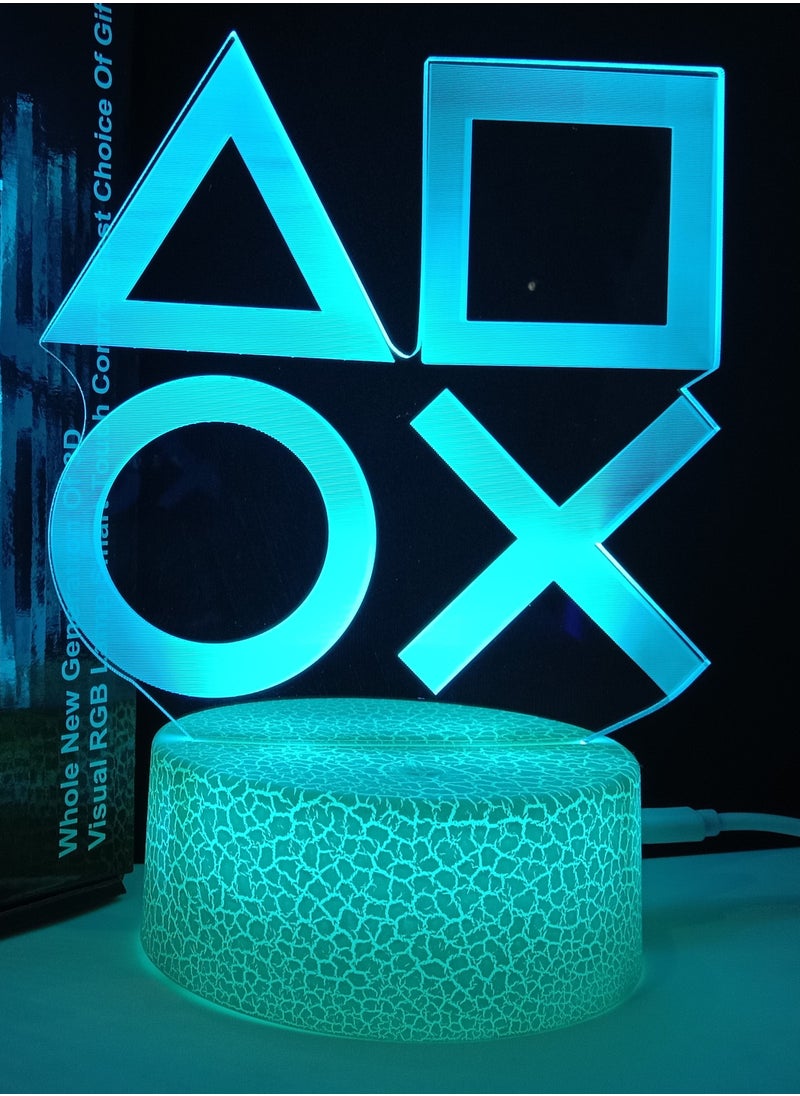 RGB Led 3D hologram Lamp Playstation Logo-7 colors with colored base