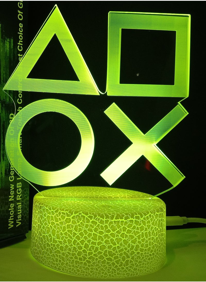 RGB Led 3D hologram Lamp Playstation Logo-7 colors with colored base