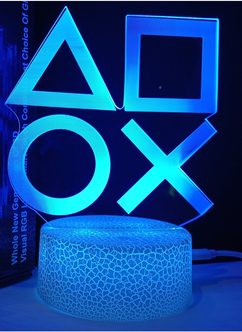 RGB Led 3D hologram Lamp Playstation Logo-7 colors with colored base