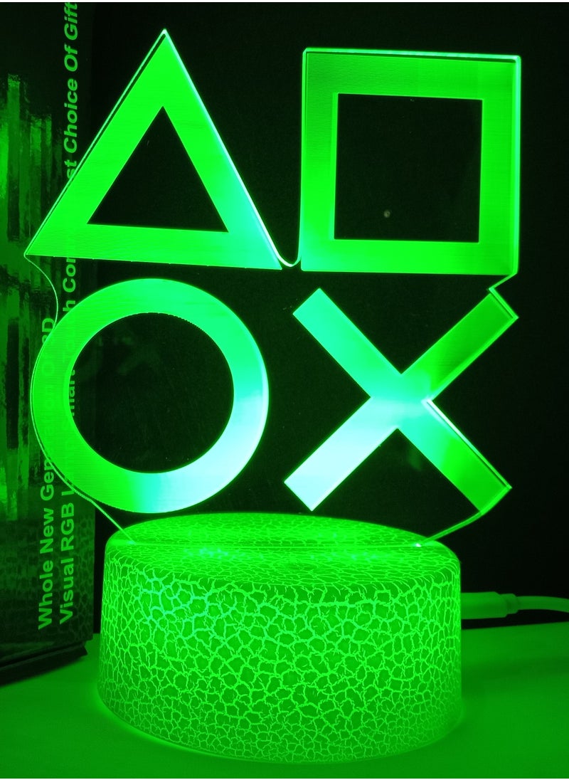 RGB Led 3D hologram Lamp Playstation Logo-7 colors with colored base