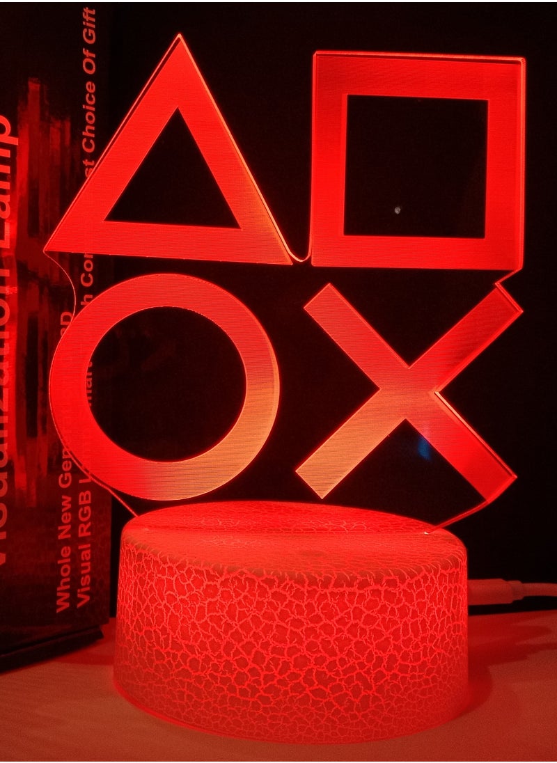 RGB Led 3D hologram Lamp Playstation Logo-7 colors with colored base