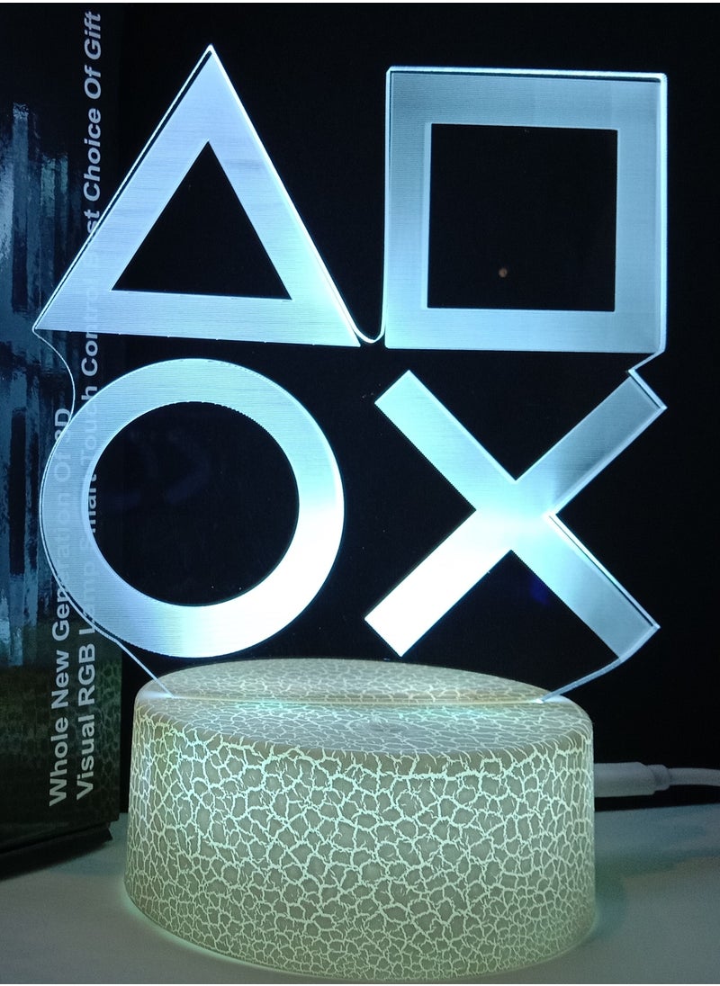RGB Led 3D hologram Lamp Playstation Logo-7 colors with colored base