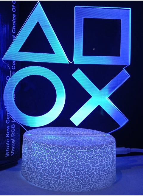 RGB Led 3D hologram Lamp Playstation Logo-7 colors with colored base