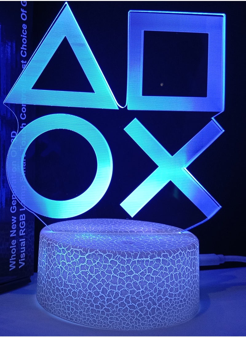 RGB Led 3D hologram Lamp Playstation Logo-7 colors with colored base