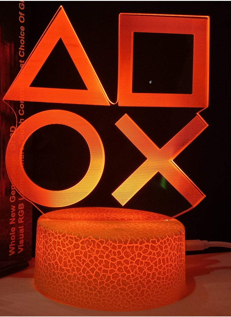 RGB Led 3D hologram Lamp Playstation Logo-7 colors with colored base