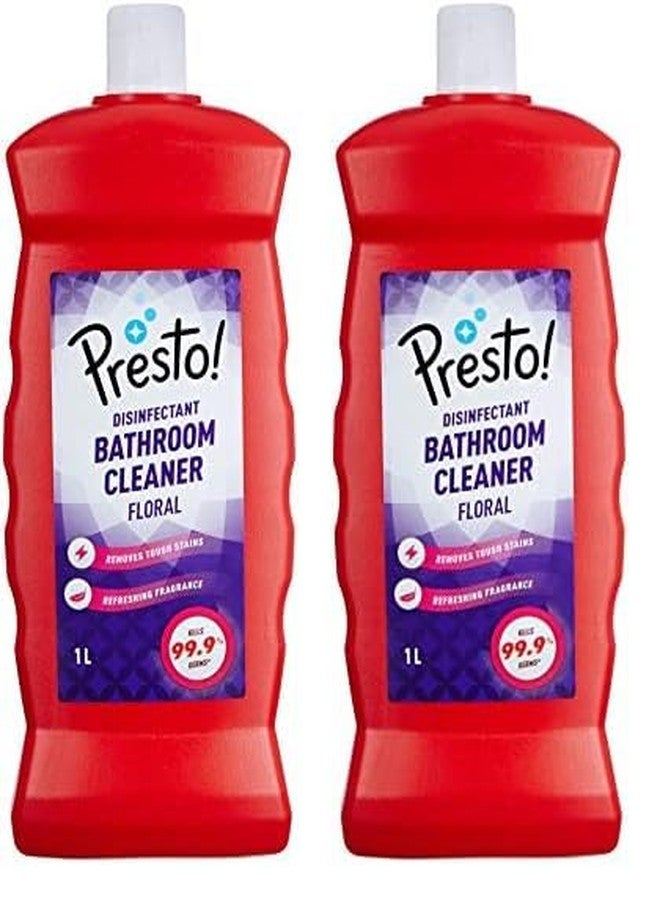 Presto! Amazon Brand - Presto! Bathroom Cleaner | Floral | 1 Litre | Suitable For Bathroom Floors, Slabs, Wall Tiles, Sinks, Basins, Stainless Steel Taps & Shower Heads (Pack of 2 - Image 1