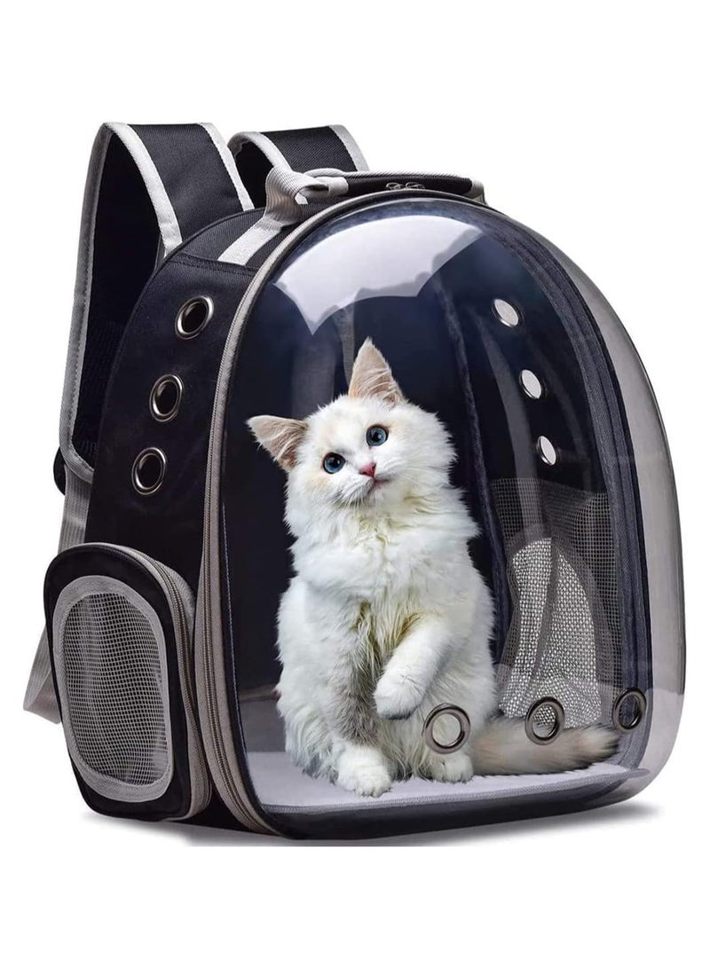 بلومنغ تايم حقيبة ظهر محمولة للحيوانات الأليفة على شكل كبسولة فضائية للقطط باللون الأسود والرمادي - Image 1