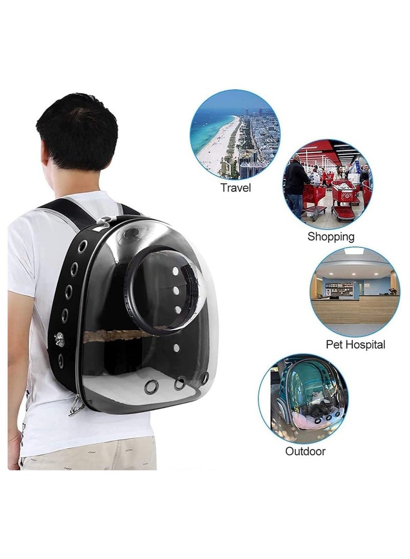 بلومنغ تايم حقيبة ظهر محمولة للحيوانات الأليفة على شكل كبسولة فضائية للقطط باللون الأسود والرمادي - Image 2