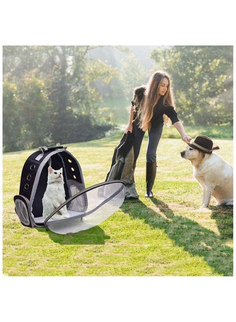 بلومنغ تايم حقيبة ظهر محمولة للحيوانات الأليفة على شكل كبسولة فضائية للقطط باللون الأسود والرمادي - Image 5