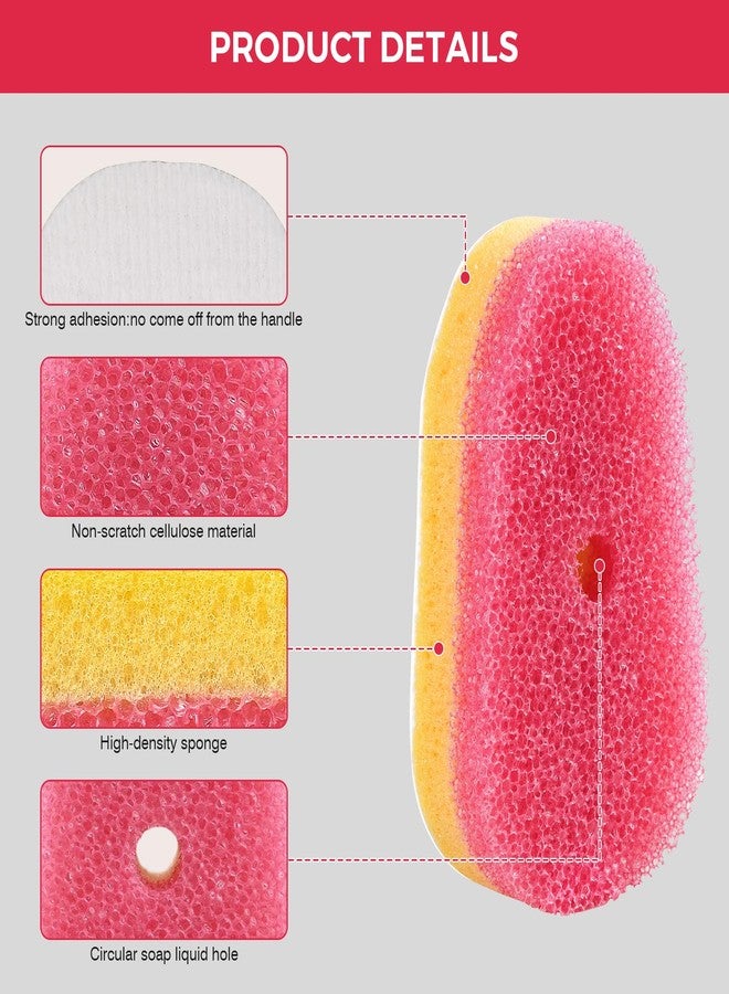 RIMAY Sponge Refills for Scrub Daddy Dish Daddy - 20 Packs Dish Wand Refills, Scrub Brush Replacement Heads, Dish Brush Replacement Head for Kitchen Cleaning, Pink (Only Sponge Heads) - Image 4