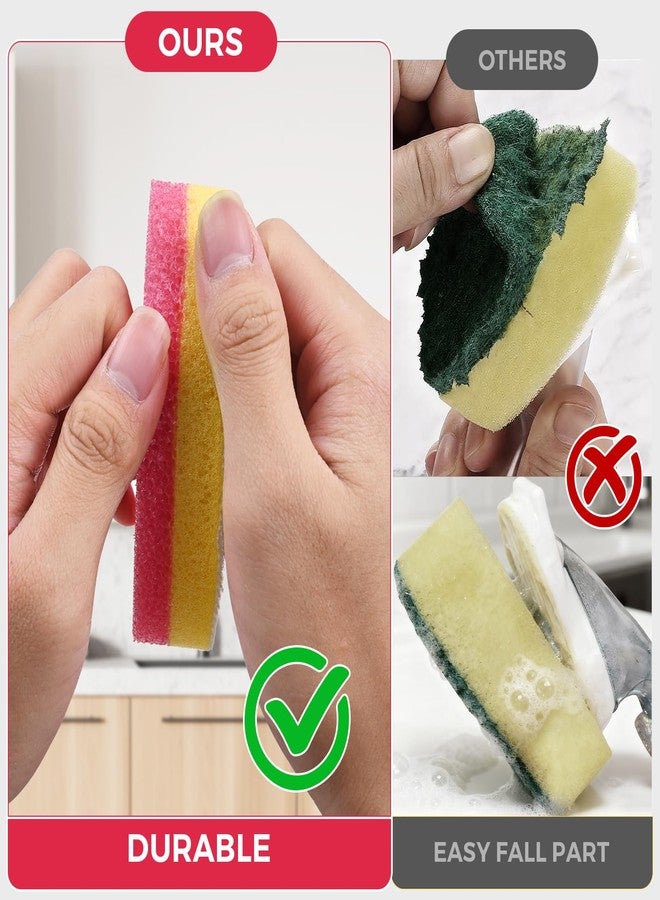 RIMAY Sponge Refills for Scrub Daddy Dish Daddy - 20 Packs Dish Wand Refills, Scrub Brush Replacement Heads, Dish Brush Replacement Head for Kitchen Cleaning, Pink (Only Sponge Heads) - Image 3