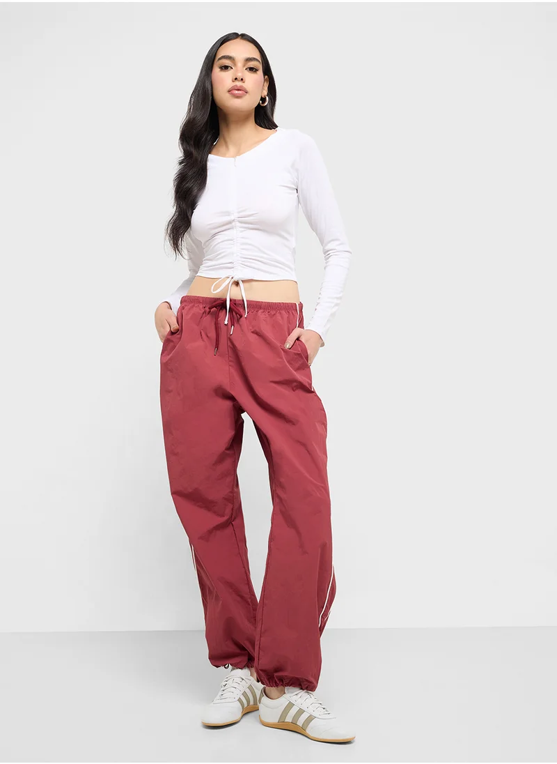 FRWD Elasticised Waist Woven Pants With Side Stripes